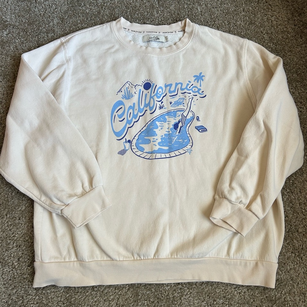 California Cream & Blue Pool Crewneck Fleece